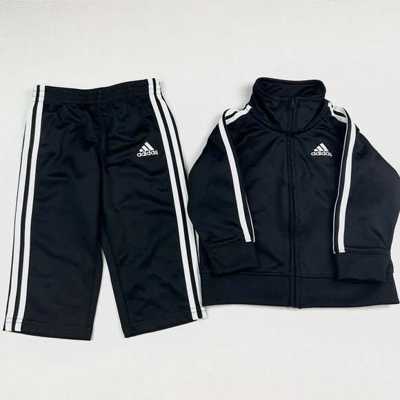 Adidas Black & White Striped Track Suit 12M - Picture 1 of 12